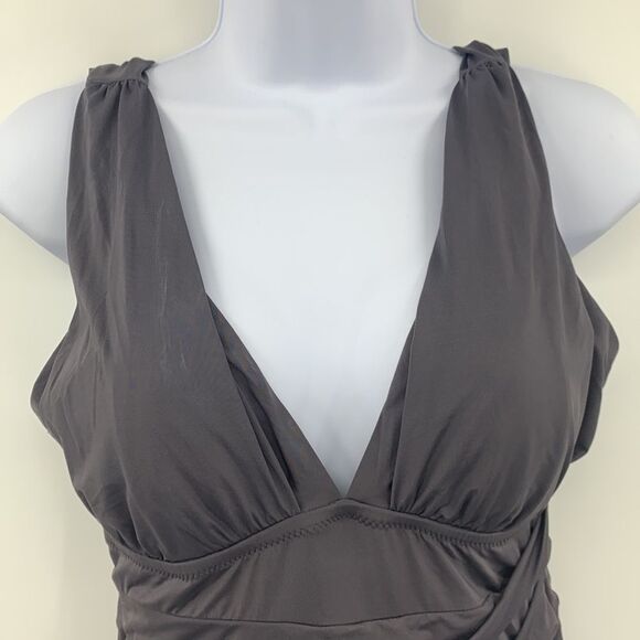 Garnet Hill Gray One Piece Swim Sz 8 - Picture 2 of 9